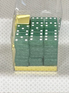 Aqua Glitter Dominoes with White Dots