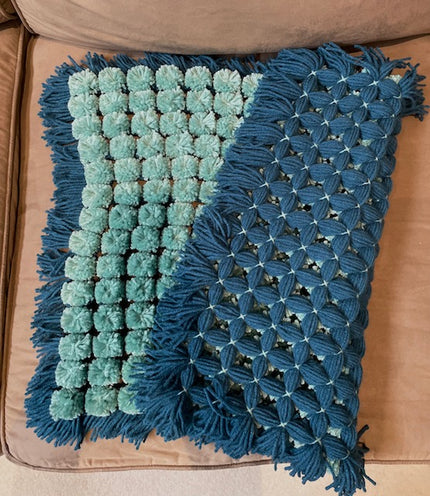 Aqua and Reef Pom Pom Blanket