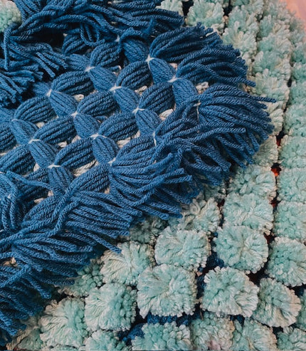 Aqua and Reef Pom Pom Blanket