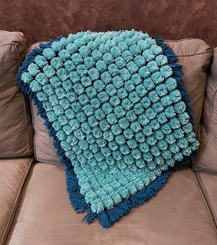 Aqua and Reef Pom Pom Blanket