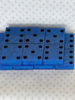 Blue Glitter Dominoes with Black Dots