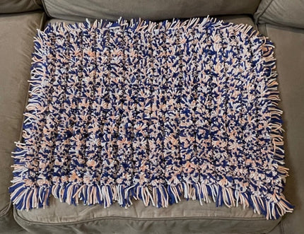 Blue, Coral and Mushroom Pom Pom Blanket