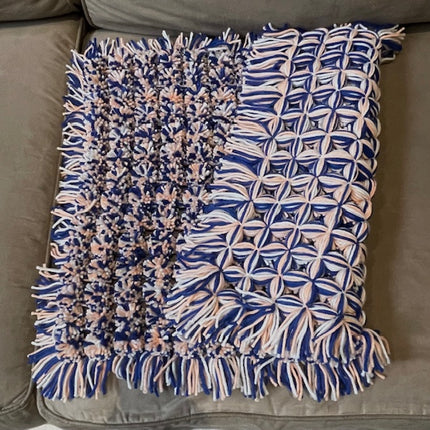 Blue, Coral and Mushroom Pom Pom Blanket