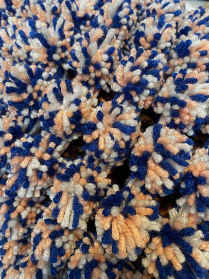 Blue, Coral and Mushroom Pom Pom Blanket
