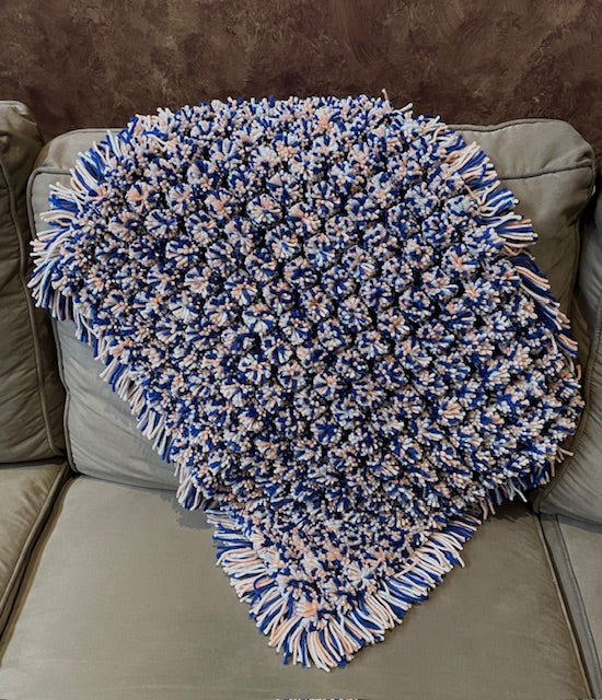 Blue, Coral and Mushroom Pom Pom Blanket