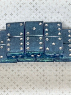 Blue Green Glitter Dominoes with Silver Dots
