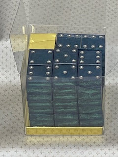 Blue Green Glitter Dominoes with Silver Dots