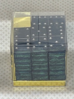Blue Green Glitter Dominoes with Silver Dots