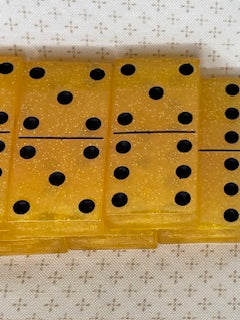 Orange Glitter Dominoes with Black Dots