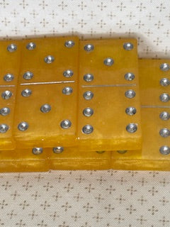 Orange Glitter Dominoes with Silver Dots