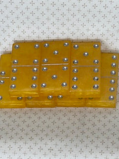 Orange Glitter Dominoes with Silver Dots