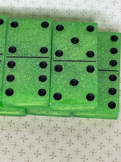 Green Glitter Dominoes with Black Dots