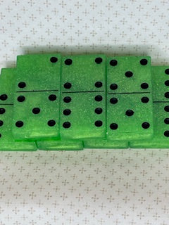 Green Glitter Dominoes with Black Dots