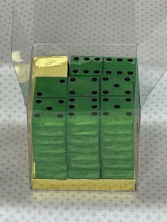 Green Glitter Dominoes with Black Dots