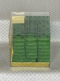 Green Glitter Dominoes with Black Dots