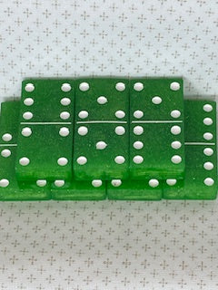 Green Glitter Dominoes with White Dots