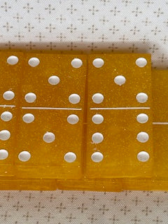 Orange Glitter Dominoes with White Dots