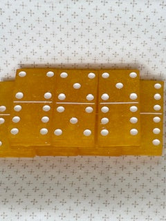Orange Glitter Dominoes with White Dots