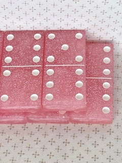 Pink Glitter Dominoes with White Dots