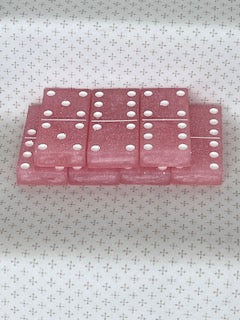 Pink Glitter Dominoes with White Dots