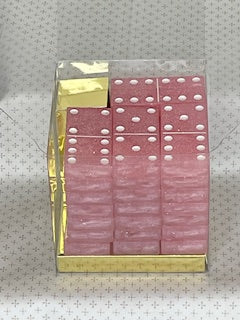 Pink Glitter Dominoes with White Dots