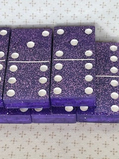 Purple Glitter Dominoes with White Dots