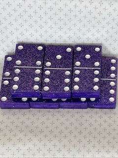 Purple Glitter Dominoes with White Dots