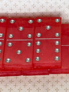 Red Dominoes with Silver Dots