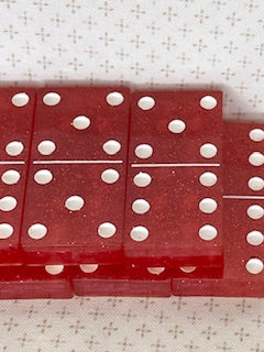 Red Glitter Dominoes with White Dots
