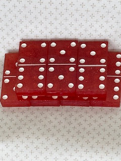 Red Glitter Dominoes with White Dots