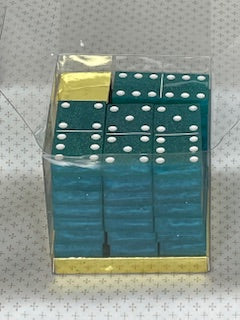 Teal Glitter Dominoes with White Dots