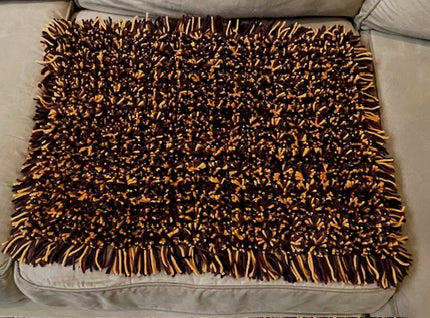 Black, Wine and Orange Pom Pom Blanket
