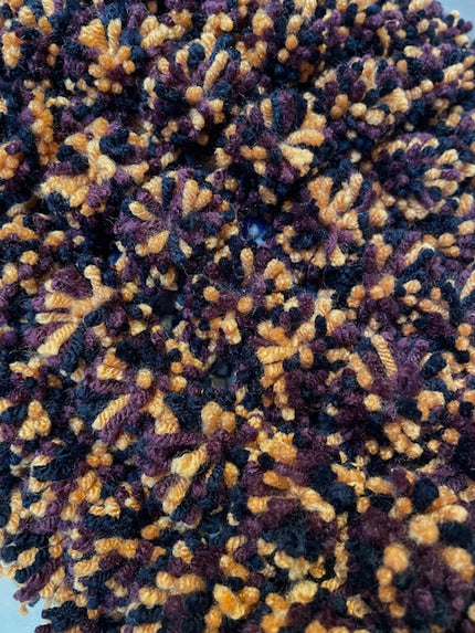 Black, Wine and Orange Pom Pom Blanket