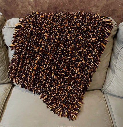 Black, Wine and Orange Pom Pom Blanket
