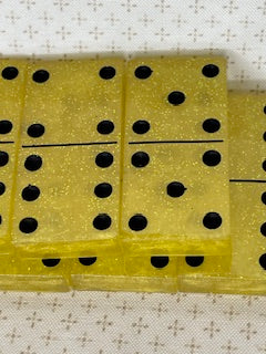 Yellow Glitter Dominoes with Black Dots