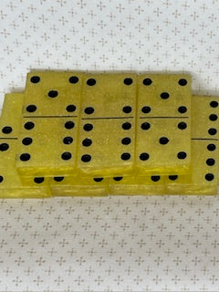 Yellow Glitter Dominoes with Black Dots